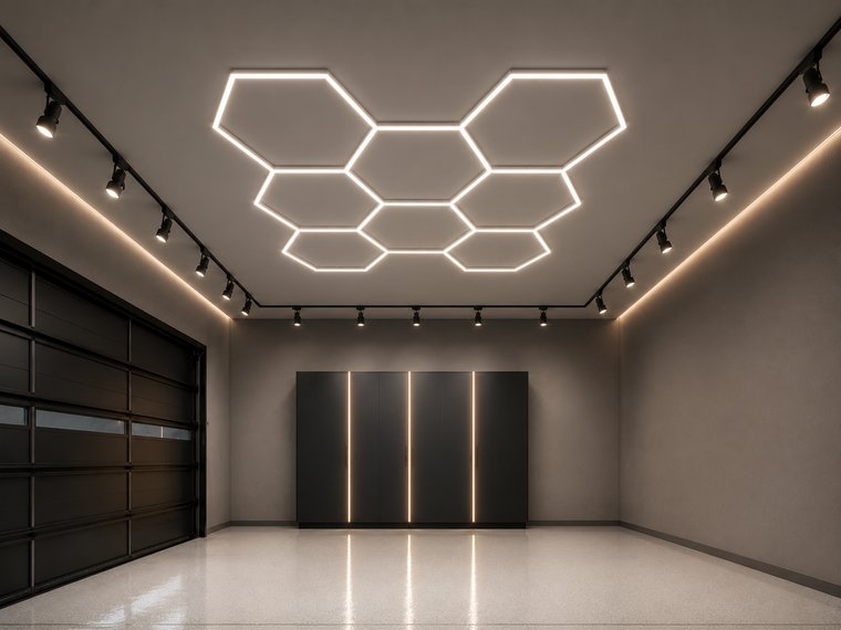 Honeycomb LED ceiling light installation